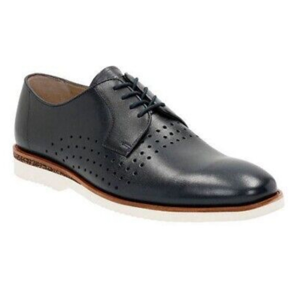 Clarks Tulik Leather Men's Shoes Dark Navy Size 9